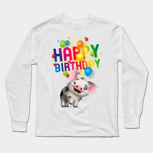 Happy Birthday Graphic Style Long Sleeve T-Shirt